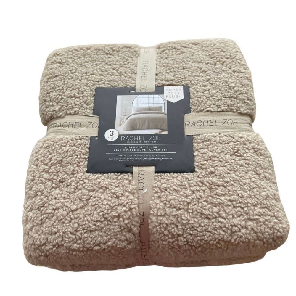 RACHEL ZOE Super Soft Plush Sherpa Three Piece Duvet Set - King